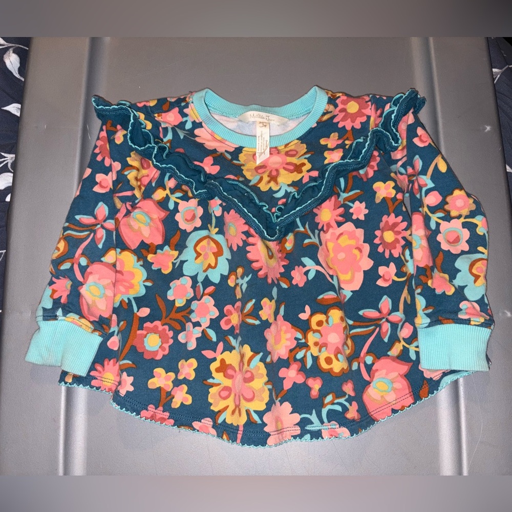 Matilda Jane Floral Kids Top - Teal and Pink